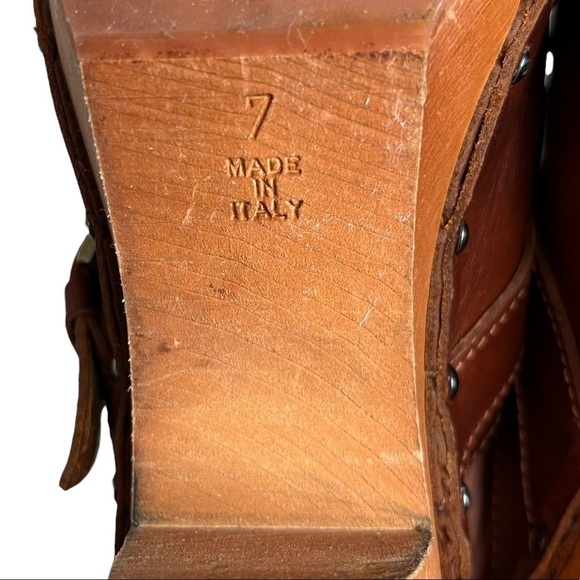 Madewell “1937 Footwear” Brown Leather Tassels Chunky Clog boho heels Size 7 - Picture 8 of 10